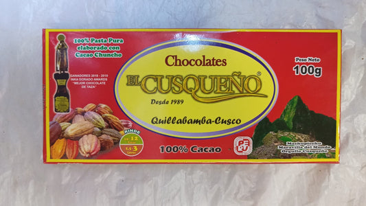 Pasta 100% puro cacao de Cuzco Quillabamba